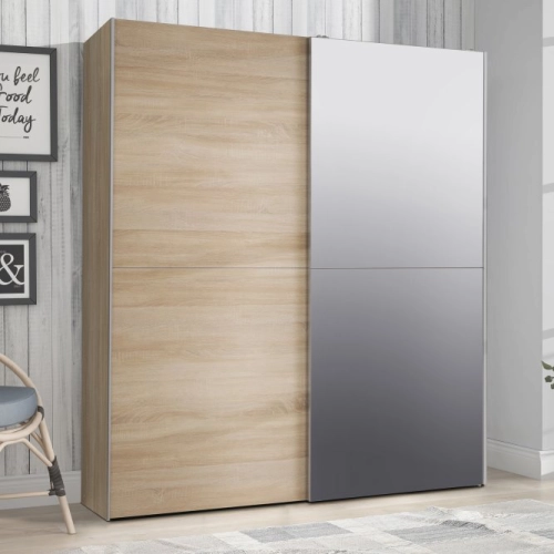 Szafa przesuwna z lustrem 170 cm Dąb Sonoma